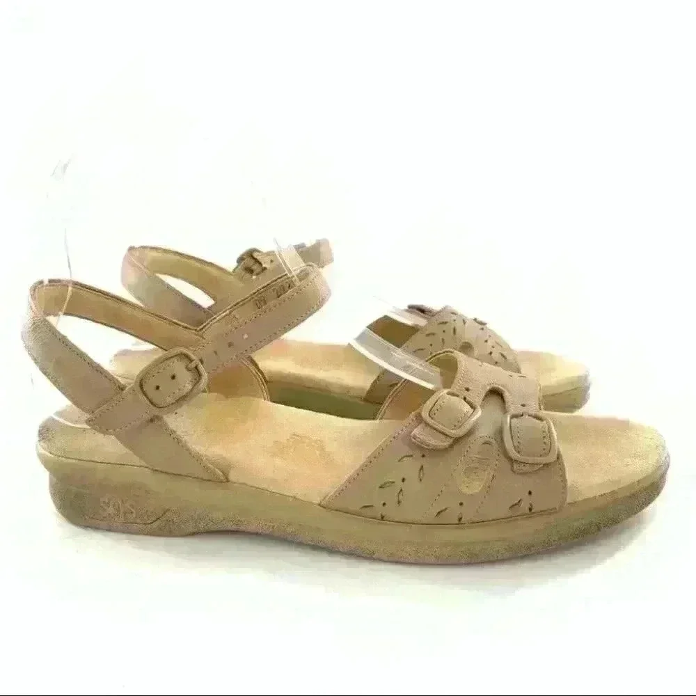 Sas sandals Dua quarter strap 9 N taupe leather Grannycore comfort orthopedic